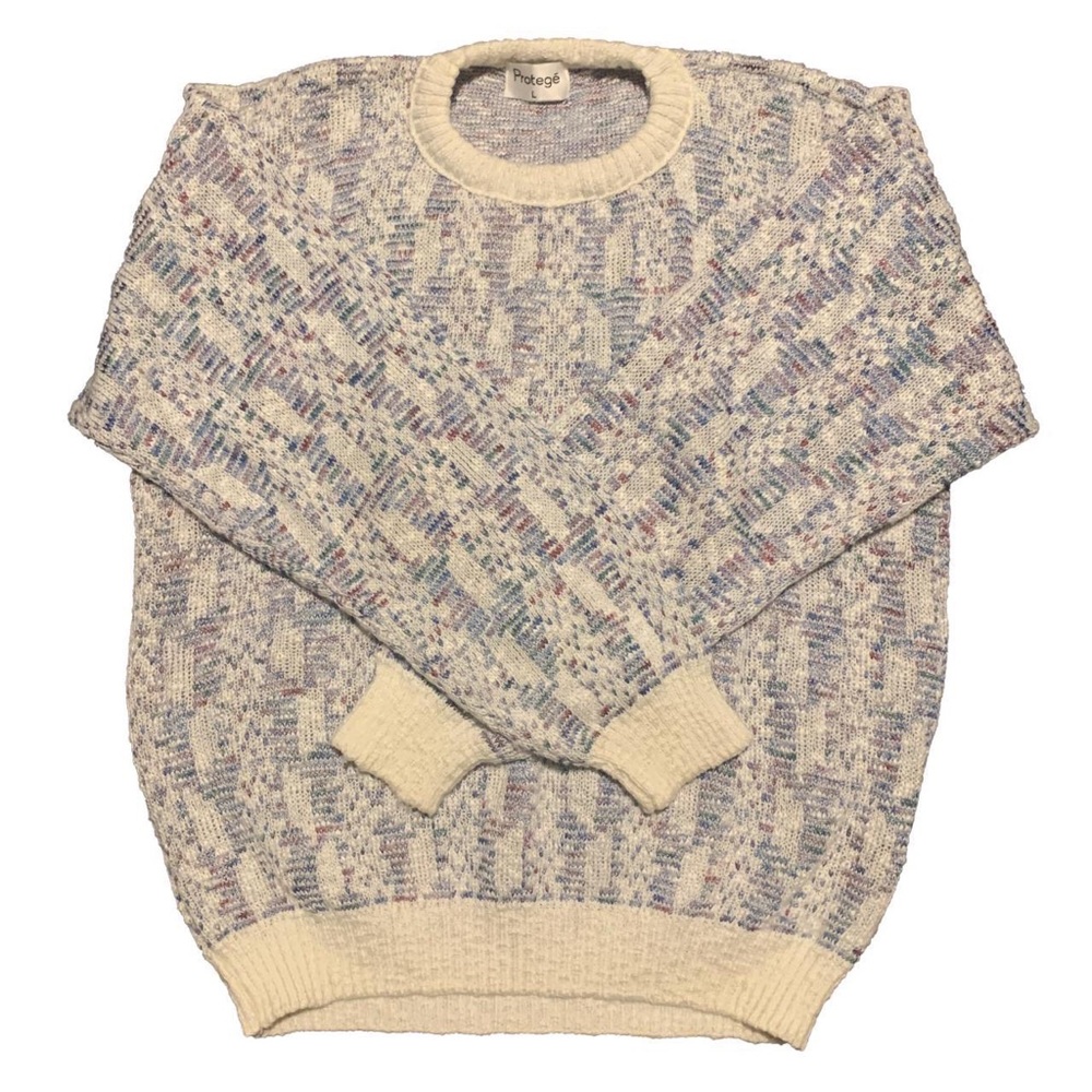 Amazing Vintage 80s or 90’s pixel-pattern women’s sweater by Protegé
